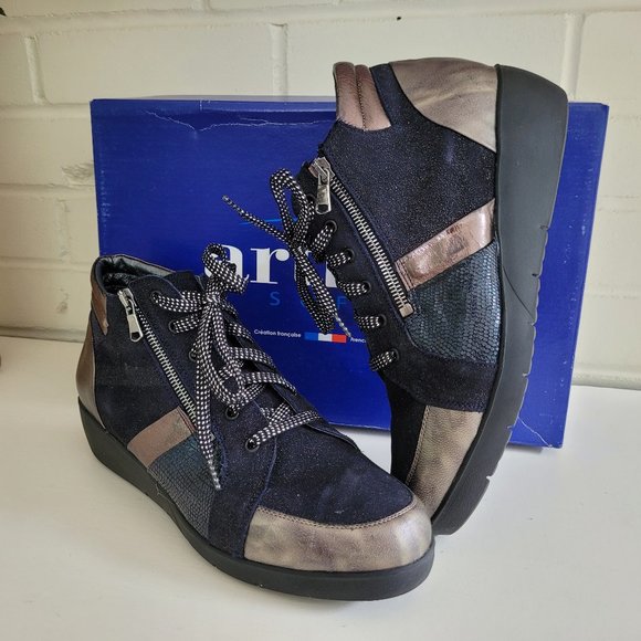 Artika Soft Black and Metallic Zipped Booties EU 40/US 9.5 - Picture 2 of 11